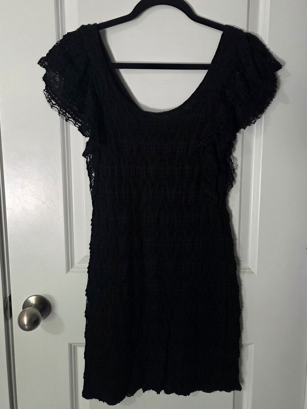 Black Lace Short Sleeve Women's Dress